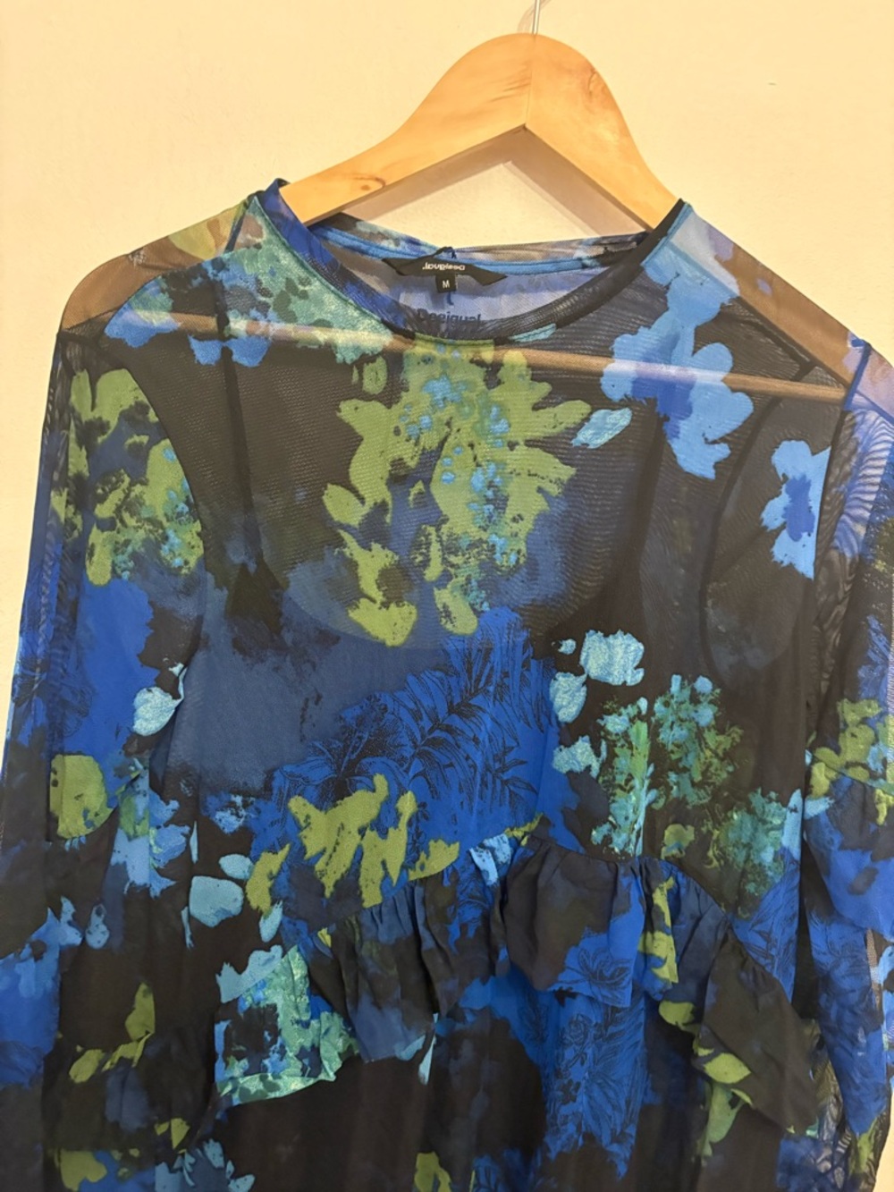 Desigual Blue and Black Floral Midi Dress - Picture 4 of 7